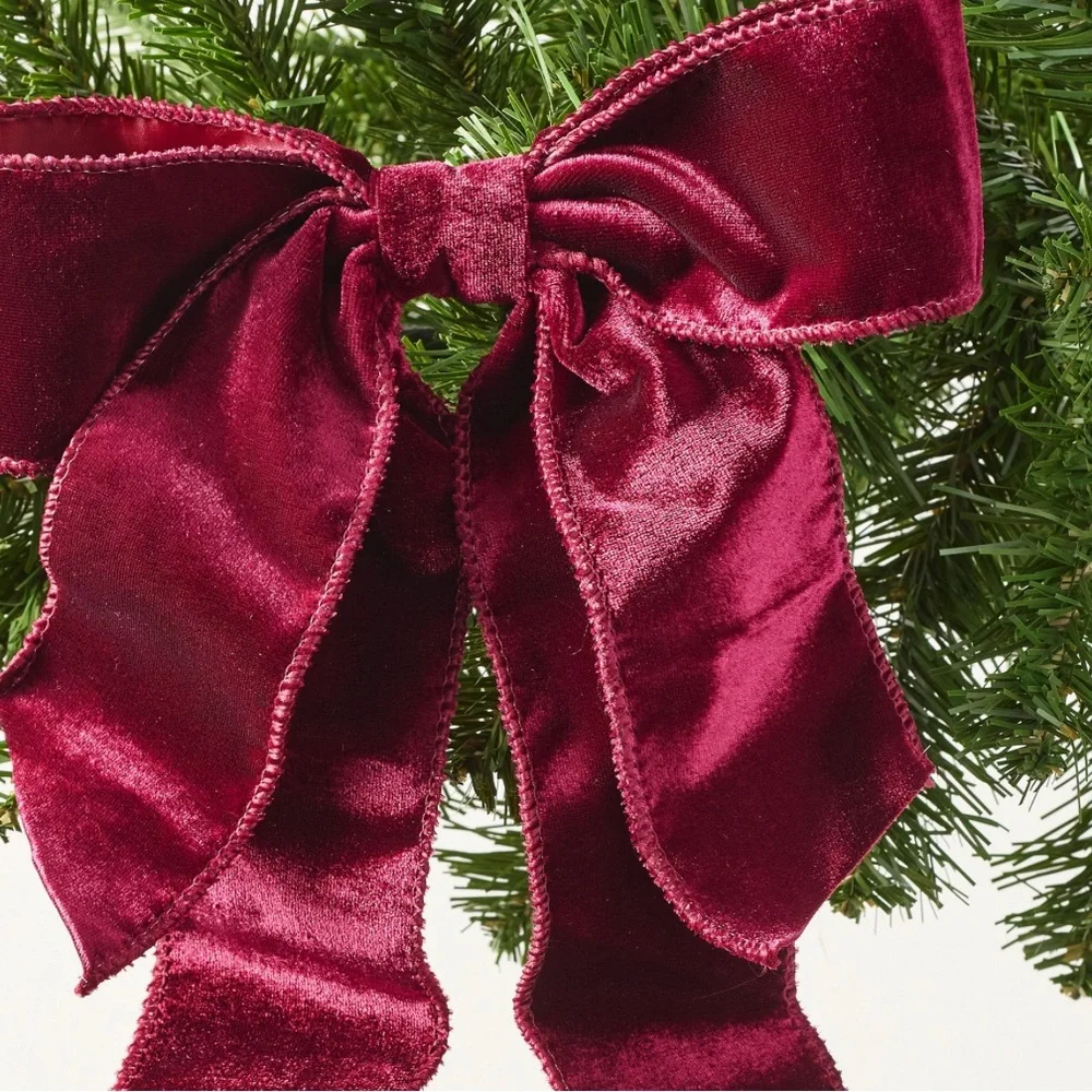 Pottery Barn Red Velvet Double Bow with Clip Set of 2 - Picture 2 of 5